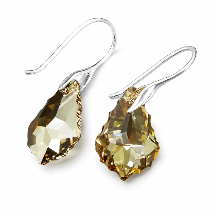 925 Sterling Silver Earrings “Baroque IV” (Golden Shadow) embellished with Crystals by Swarovski®