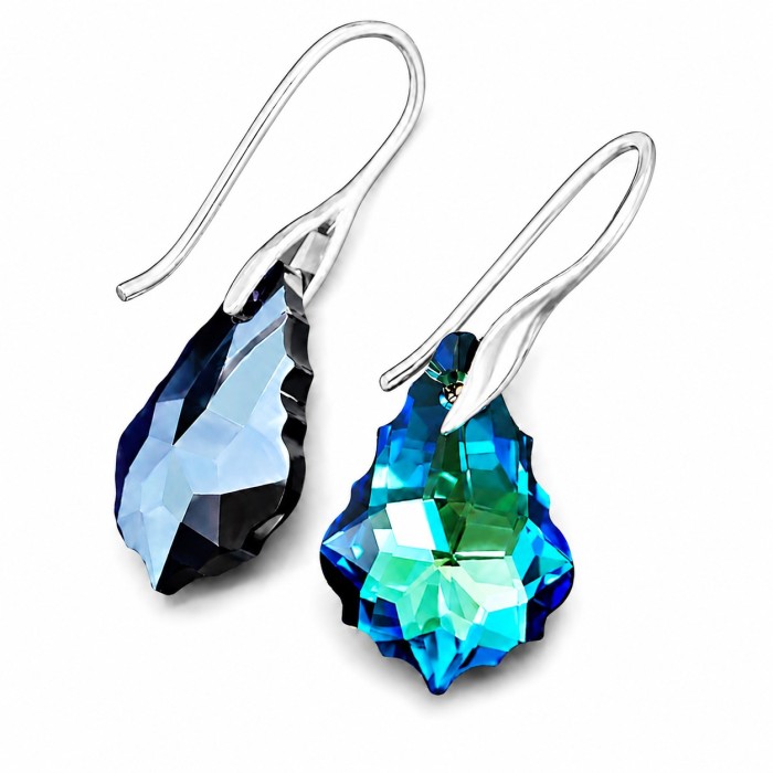 Sidabriniai auskarai „Baroque IV (Bermuda Blue)“ su Swarovski® kristalais