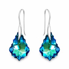 Серебряные серьги 925 пробы «Барокко IV (Bermuda Blue)» с кристаллами Swarovski®