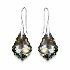 Sidabriniai auskarai moterims DiamondSky „Baroque IV (Silver Night)„ su Swarovski kristalais