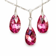 Sidabrinis papuošalų rinkinys moterims DiamondSky „Baroque (Rose Comet Argent Light)“ su Swarovski kristalais