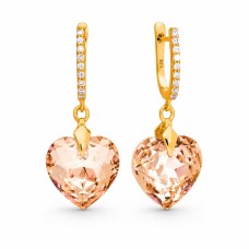 Серебряные серьги 925 пробы «Влюблённое Сердце III (Colorado Topaz)» с кристаллами Swarovski®