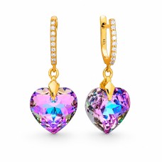 Sidabriniai auskarai „Romantic Heart III (Vitrail Light)“ su Swarovski® kristalais
