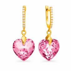 Серебряные серьги 925 пробы «Влюблённое Сердце III (Rose)» с кристаллами Swarovski®
