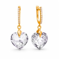 Серебряные серьги 925 пробы «Влюблённое Сердце III» с кристаллами Swarovski®