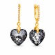 Серебряные серьги 925 пробы «Влюблённое Сердце III (Silver Night)» с кристаллами Swarovski®