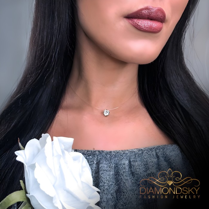 Nematomas sidabrinis pakabukas „Invisible“ su Swarovski® kristalu