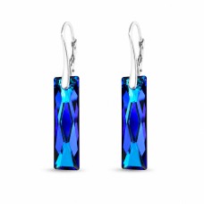 Sidabriniai auskarai moterims DiamondSky „Deluxe (Bermuda Blue)“ su Swarovski kristalais