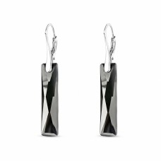 Sidabriniai auskarai moterims DiamondSky „Deluxe (Jet)“ su Swarovski kristalais