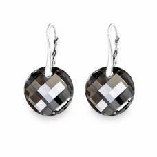 Sidabriniai auskarai moterims DiamondSky „Moon (Silver Night)“ su Swarovski kristalais