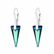 Серебряные серьги 925 пробы «Шип (Bermuda Blue)» с кристаллами Swarovski®
