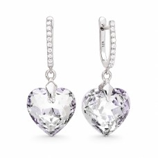 Sidabriniai auskarai moterims DiamondSky „Romantic Heart III R“ su Swarovski kristalais