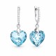 Серебряные серьги 925 пробы «Влюблённое Сердце III R (Aquamarine Blue)» с кристаллами Swarovski®