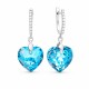Серебряные серьги 925 пробы «Влюблённое Сердце III R (Aquamarine Shimmer)» с кристаллами Swarovski®
