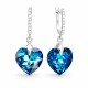 Серебряные серьги 925 пробы «Влюблённое Сердце III R (Bermuda Blue)» с кристаллами Swarovski®