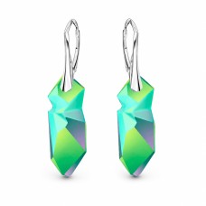 Sidabriniai auskarai moterims DiamondSky „Kaputt (Scarabaeus Green)“ su Swarovski kristalais