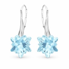 Sidabriniai auskarai moterims DiamondSky „Edelweiss (Aquamarine)“ su Swarovski kristalais
