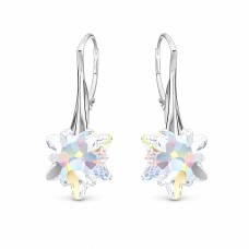 Серебряные серьги 925 пробы «Эдельвейс (Aurora Borealis)» с кристаллами Swarovski®
