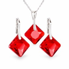 Sidabrinis papuošalų rinkinys moterims „Shimmer (Light Siam)“ su Swarovski® kristalais