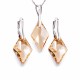 Sidabrinis papuošalų rinkinys moterims DiamondSky „Rhombus (Golden Shadow)“ su Swarovski kristalais