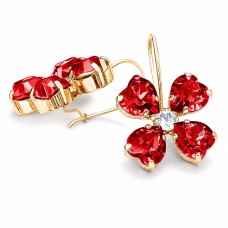 Auskarai moterims DiamondSky „Crystal Clover (Light Siam)“ su Swarovski kristalais