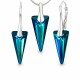 925 Sterling Silver Jewelry Set “Spike” (Bermuda Blue) embellished with Crystals by Swarovski®