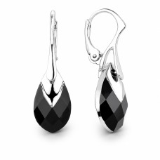 Серебряные серьги 925 пробы «Барокко III (Jet Light Chrome)» с кристаллами Swarovski®