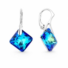 Серебряные серьги 925 пробы «Мерцание (Bermuda Blue)» с кристаллами Swarovski®