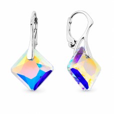 Sidabriniai auskarai „Shimmer (Aurora Borealis)“ su Swarovski® kristalais