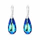 Серебряные серьги «Радужный Каскад (Bermuda Blue)» с кристаллами Сваровски®