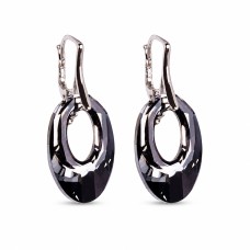 Sidabriniai auskarai moterims DiamondSky „Helios (Silver Night)“ su Swarovski kristalais