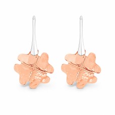 Sidabriniai auskarai moterims DiamondSky „Clover (Golden Shadow)„ su Swarovski kristalais