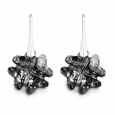 Серебряные серьги 925 пробы «Клевер (Silver Night)» с кристаллами Swarovski®