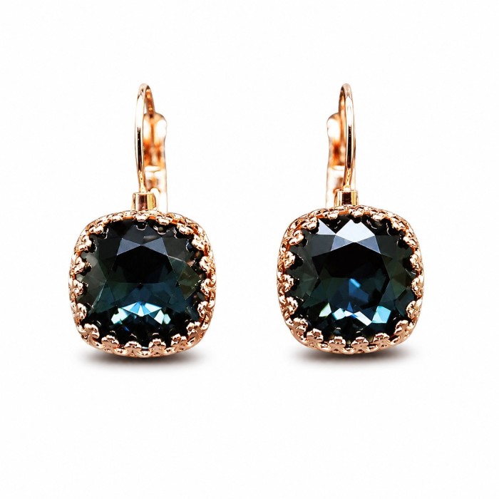 Auskarai „Vintage V (Graphite)“ su Swarovski® kristalais