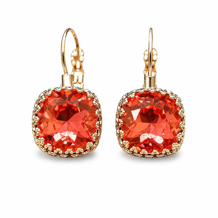 Серьги «Винтаж V (Padparadscha)» с кристаллами Swarovski®