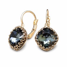 Серьги «Винтаж IV (Silver Night)» с кристаллами Swarovski®