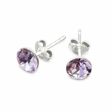 Sidabriniai auskarai moterims DiamondSky „Classic II (Violet)“ su Swarovski kristalais