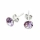 Sidabriniai auskarai moterims DiamondSky „Classic II (Violet)“ su Swarovski kristalais