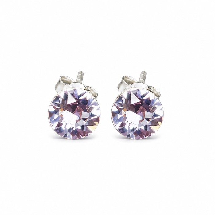 Sidabriniai auskarai moterims DiamondSky „Classic II (Violet)“ su Swarovski kristalais