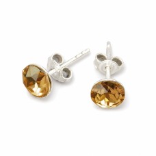 Серебряные серьги 925 пробы «Классика II (Golden Shadow)» с кристаллами Swarovski®