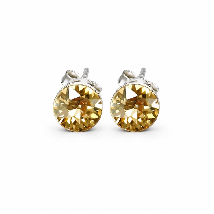 925 Sterling Silver Earrings “Classic II (Golden Shadow)” created with Crystals by Swarovski®