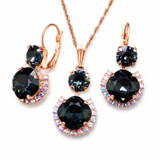 Papuošalų rinkinys moterims DiamondSky „Clarice VI (Graphite)“ su Swarovski kristalais