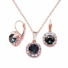 Papuošalų rinkinys moterims DiamondSky „Glory II (Graphite)“ su Swarovski kristalais