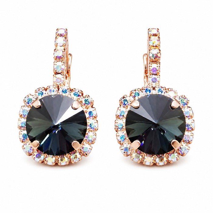 Auskarai moterims DiamondSky „Clarice VII (Graphite)“ su Swarovski kristalais