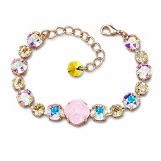 Apyrankė moterims DiamondSky „Glare II (Rose Water Opal / Aurora Borealis / Golden Shadow)“ su Swarovski kristalais