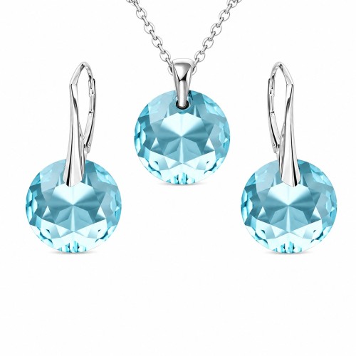Sidabrinis papuošalų rinkinys moterims „Marianne (Aquamarine)“