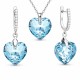 Серебряный женский комплект 925 пробы «Влюблённое Сердце III R (Aquamarine)» с кристаллами Swarovski®