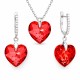 Sidabrinis papuošalų rinkinys moterims DiamondSky „Romantic Heart III R (Light Siam)“ su Swarovski kristalais