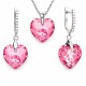 Sidabrinis papuošalų rinkinys moterims DiamondSky „Romantic Heart III R (Rose)“ su Swarovski kristalais