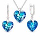 Серебряный женский комплект 925 пробы «Влюблённое Сердце III R (Bermuda Blue)» с кристаллами Swarovski®
